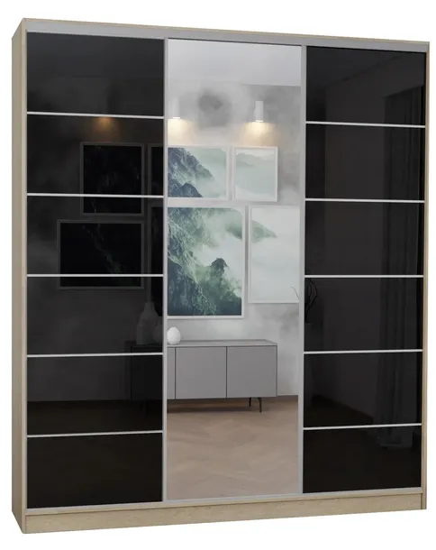 SZAFA 3D2L 220x250 SONOMA - boki lacobel + lustro