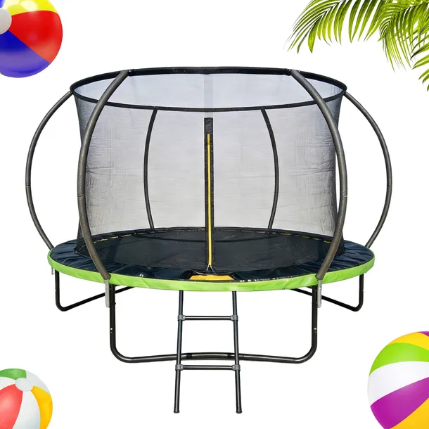 TRAMPOLINA OGRODOWA DLA DZIECI 244 cm DRABINKA SIATKA ZABEZPIECZAJĄCA 8FT