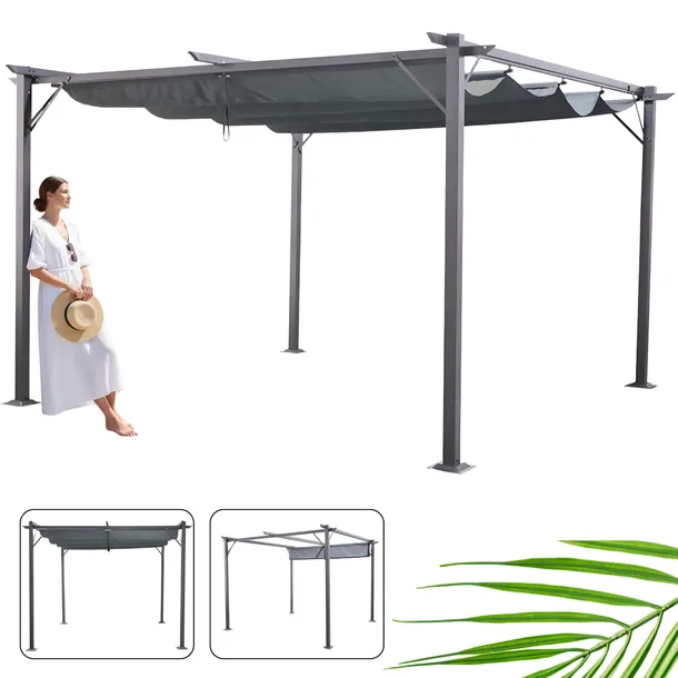 Pergola Tarasowa Ogrodowa 3x4 Altana Stalowa Premium Grafit Mocna XT3307B