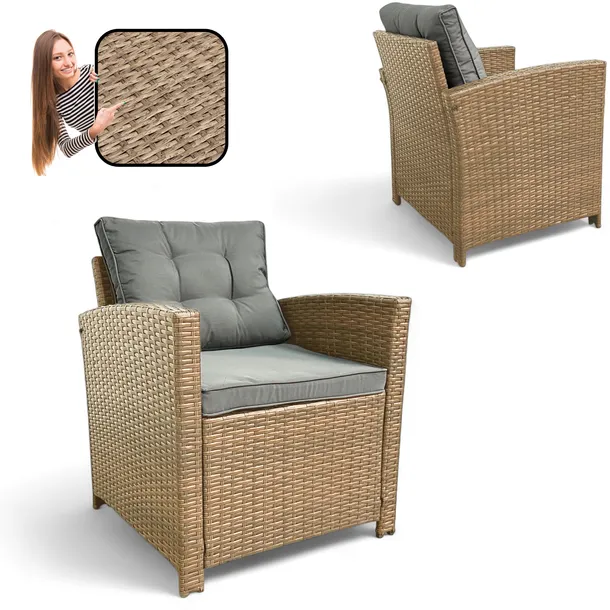 2 x FOTELE OGRODOWE FOTEL MEBLI OGRODOWYCH SFS020-SC TECHNORATTAN NATURALNY