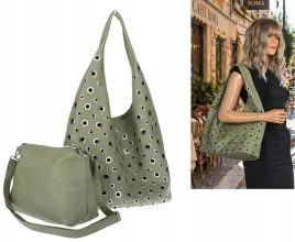 torebka-damska-shopper-2w1-worek-listonoszka-z-cwiekami-torba-3505-zielona