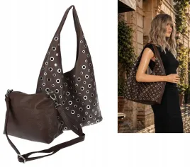 torebka-damska-shopper-worek-listonoszka-z-cwiekami-torba-3505-czekoladowa