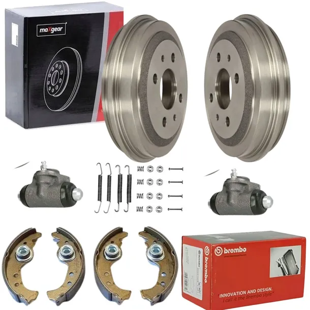 2x BĘBNY + SZCZĘKI BREMBO + CYLINDERKI PRZÓD + do FIAT 126P MALUCH ZESTAW
