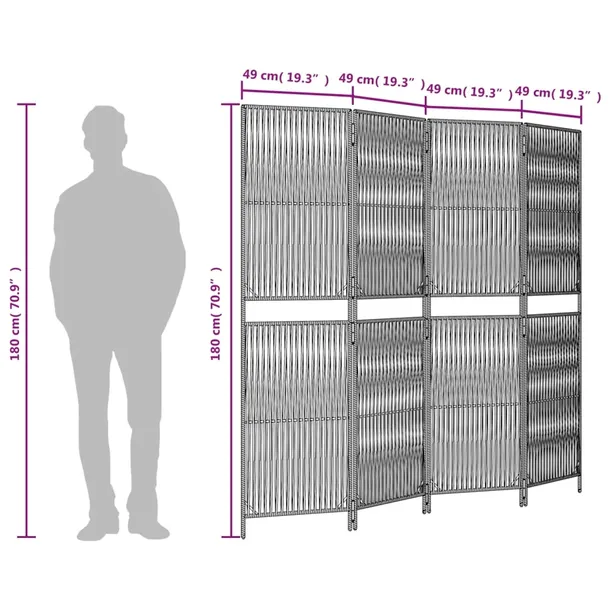 parawan-4-panelowy-brazowy-polirattan-kod-producenta-365377-stan-nowy