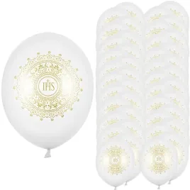 balony-lateksowe-biale-ze-zlota-hostia-ihs-komunia-chrzest-zestaw-xl-50szt