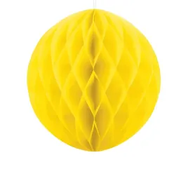 kula-dekoracja-wiszaca-bibulowa-zolta-intensywna-plaster-miodu-20cm