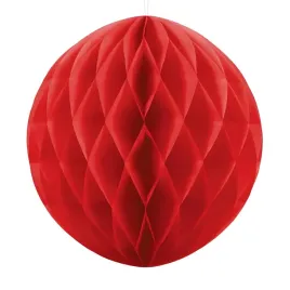 kula-dekoracja-wiszaca-bibulowa-czerwona-plaster-miodu-30cm