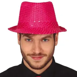 kapelusz-gangsterski-zdobiony-cekinami-rozowy-neonowy-disco-przebranie