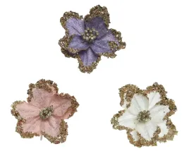 kwiat-na-klipsie-zloty-brokat-roz-fiolet-biel-18cm