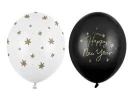 balony-lateksowe-happy-new-year-biale-czarne-zlote-sylwester-50szt-30cm