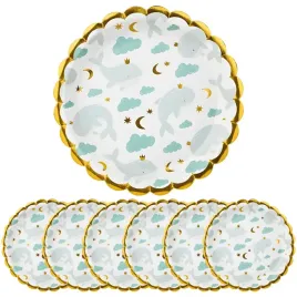 talerze-talerzyki-papierowe-okragle-biale-zlote-wieloryb-chmurki-6szt