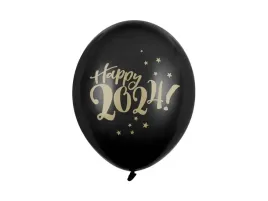 balon-lateksowy-30cm-happy-2024-czarny-6-sztuk