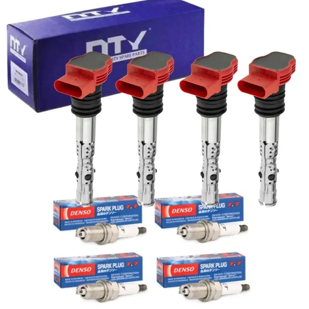 4X CEWKI + ŚWIECE ZAPŁONOWE AUDI A4 B6 B7 A6 C5 A8 2.0 3.0 FSI ASN ALT