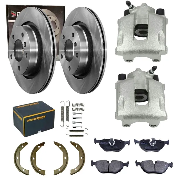 2X ZACISKI HAMULCOWE + TARCZE +KLOCKI SZCZĘKI TYŁ do BMW 3 E46 -276mm