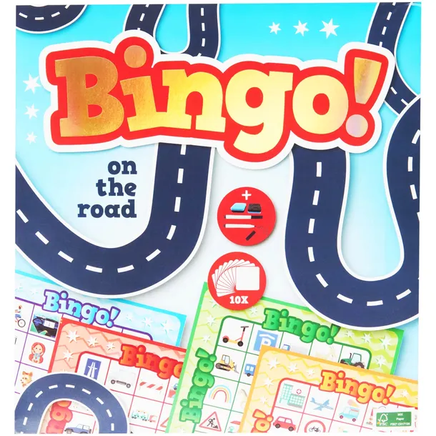GRA PODRÓŻNA RODZINN BINGO SAMOCHODOWE 10 DWUSTRONNYCH PLANSZ 2 ZAKREŚLACZE