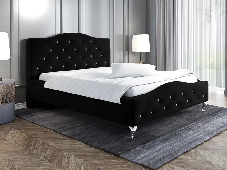 Łóżko Glamour 160×200 czarne z materacem