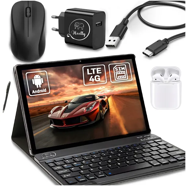 TABLET 10,1" 4G SIM LTE NAWIGACJA WIFI GPS ZESTAW ETUI MYSZKA RYSIK HEELLY