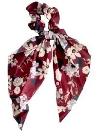 gumka-do-wlosow-scrunchie-dluga-kwiaty-bordowa