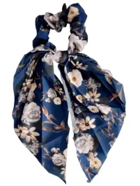 gumka-do-wlosow-scrunchie-dluga-kwiaty-granatowa