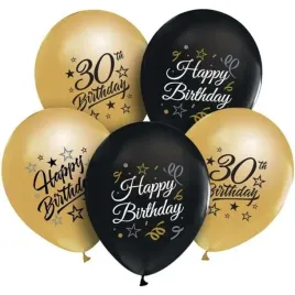 balony-30-urodziny-happy-birthday-czarno-zlote-5x