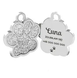 personalizowana-metalowa-adresowka-dla-psa-lub-kota-srebrny-brokat
