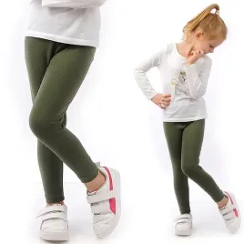 legginsy-dzieciece-dlugie-bawelniane-klasyczne-khaki-146