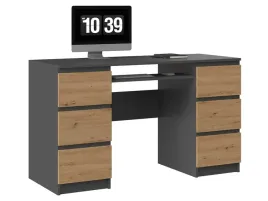 Zdjęcie produktu Duże Pojemne Biurko z Szufladami Do Nauki i Pracy Dąb Artisan z Antracytem