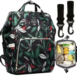 lequeen-plecak-torba-organizer-do-wozka-dla-mamy-taty-liscie-3w1