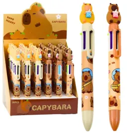dlugopis-figurka-kapibara-z-kubkiem-wielokolorowy-brazowy-0-7mm