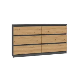 komoda-140-nowoczesna-6-szuflad-dab-artisan-z-antracytem