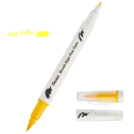 pisak-pentel-dwustronny-brush-sign-pen-twin-zolty