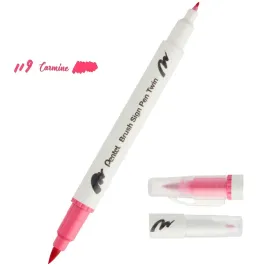 pisak-pentel-dwustronny-brush-sign-pen-twin-karmin
