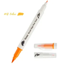 pisak-pentel-dwustronny-brush-sign-pen-twin-ochra
