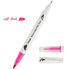 pisak-pentel-dwustronny-brush-sign-pen-twin-rozowy