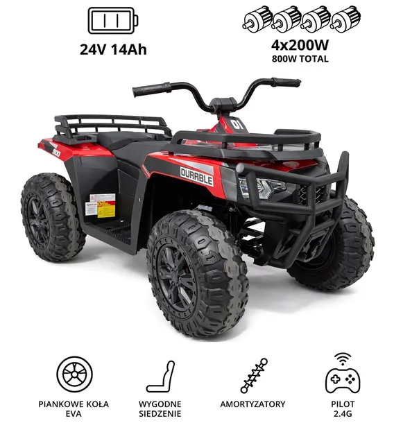Quad na akumulator dla dzieci 24V 14Ah - 4x4 - 800W - Pilot
