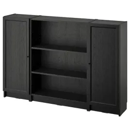 ikea-billy-oxberg-kombinacja-regalowa-czarny-imitacja-debu-160x106-cm