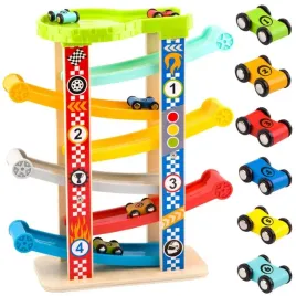 kolorowa-zjezdzalnia-tor-dla-samochodow-tooky-toy-montessori-zestaw-dzieci