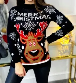 swiateczny-sweter-z-reniferem-czarny-kobiety-swiateczne-sniezynki