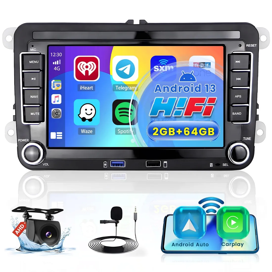 radio-samochodowe-android-13-golf-5-6-passat-carplay-androidauto-wireless