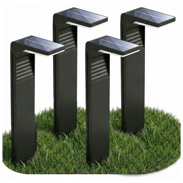 4x Lampa SOLARNA LED stojąca słupek Ogrodowa 41cm zewnętrzna CZARNA