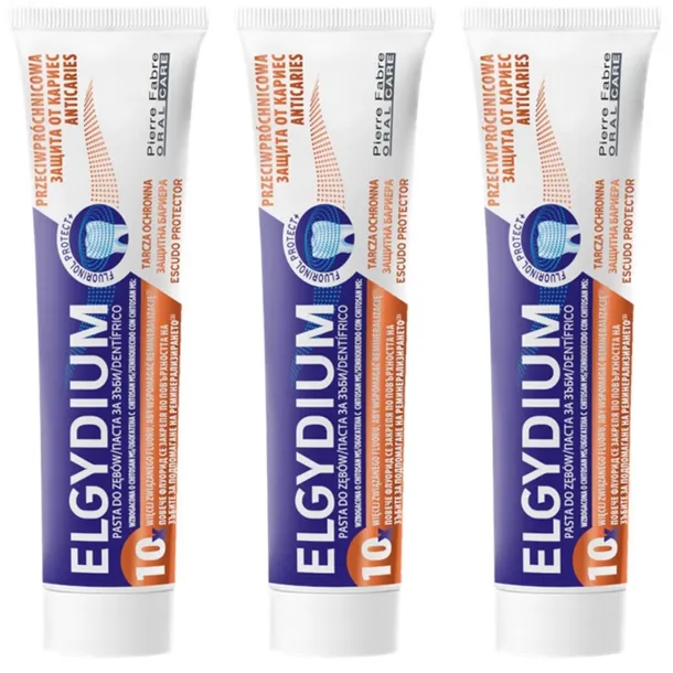 3x Elgydium Pasta do zębów przeciwpróchnicowa wzbogacona o chitosan MS 75ml