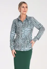elegancka-koszula-damska-z-kolnierzykiem-w-zielony-wzor-zebra-dlugi-rekaw
