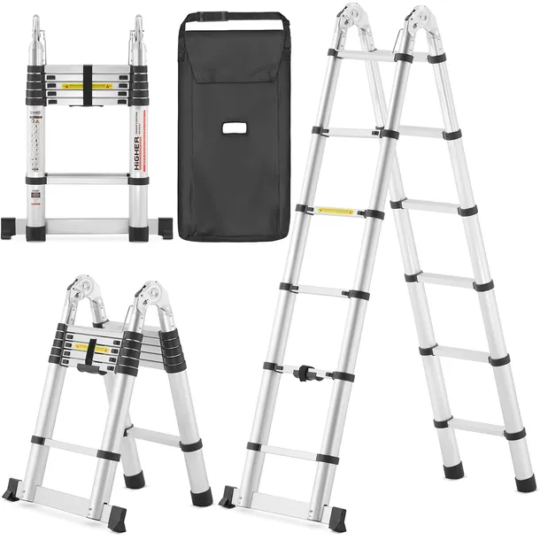 Drabina aluminiowa teleskopowa dwustronna 2-elementowa HIGHER 3,80m