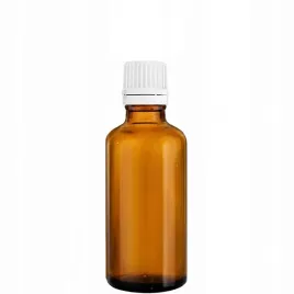 butelka-szklana-100ml-brazowa-z-nakretka-plastikowa-biala