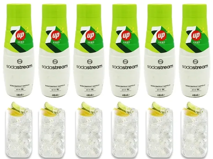 6x SYROP KONCENTRAT 7up FREE DO SATURATORA SODASTREAM 9L NAPOJU z 440ml