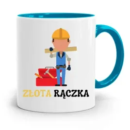 kubek-blekitny-prezent-dla-budowlanca-zlota-raczka-z-nadrukiem-ze-zdjeciem