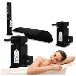 bateria-wannowa-cascade-3-otworowa-nawannowa-czarna-kaskada-wylewka