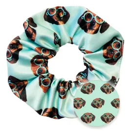scrunchie-z-psem-jamnikiem-gumka-do-wlosow-okulary