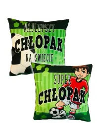 Zdjęcie produktu PODUSZKA DZIEŃ CHŁOPAKA prezent dla faceta WYBÓR piłkarz 25x25 miękka