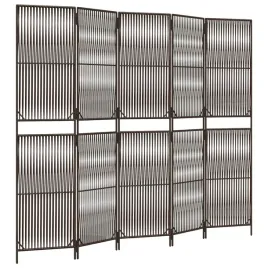 parawan-5-panelowy-brazowy-polirattan